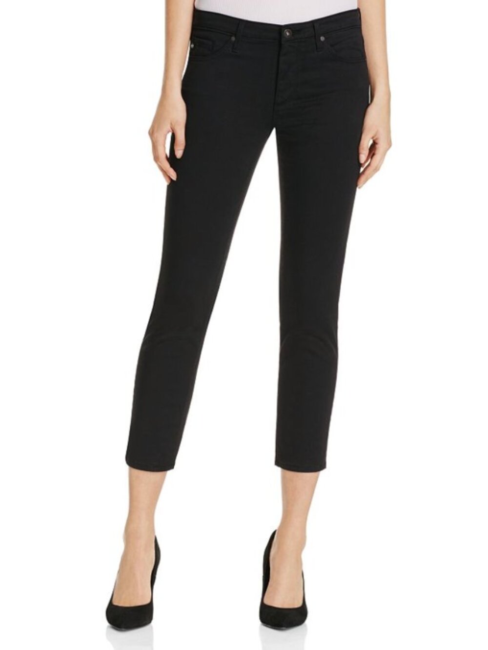 Womens AG Black The Prima Mid Rise Crop Cigarette Jeans. Sz 26
